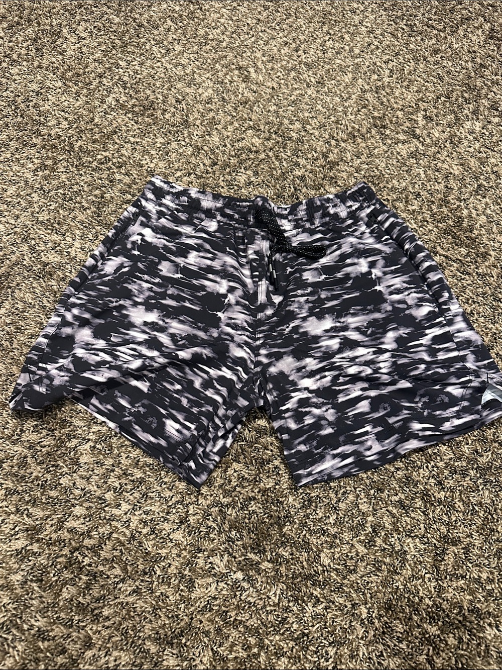 Fabletics Black & White Patterned Athletic Shorts